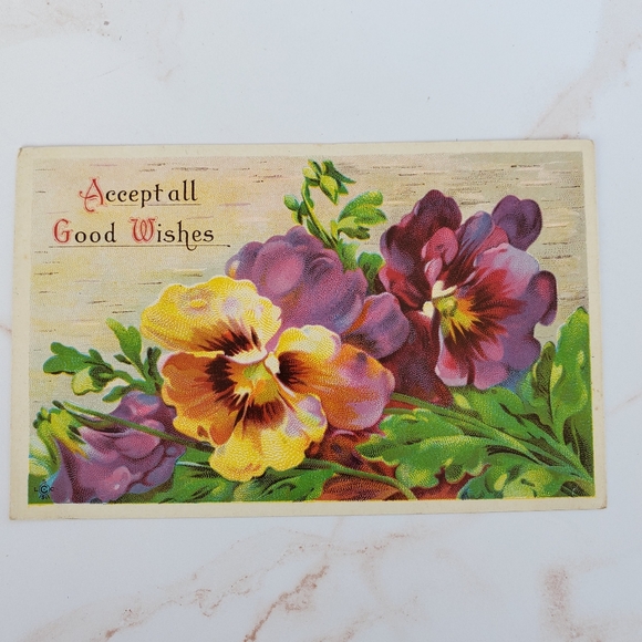 Vintage Floral theme postcard dated 1913 EUC ephemera collectible rare giftable - Picture 1 of 7